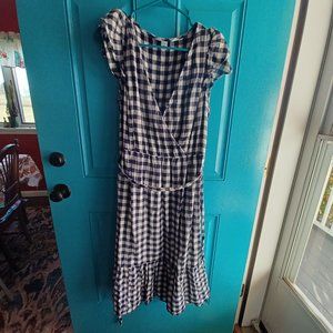 Old Navy Blue Gingham Wrap Dress Size Medium